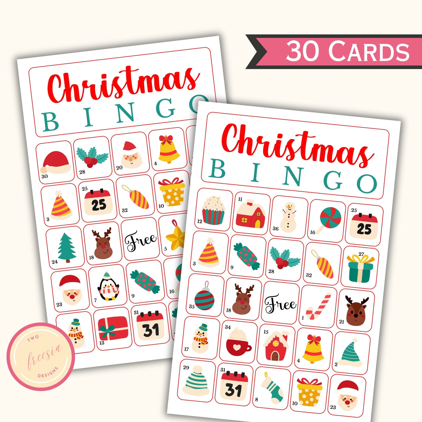 Christmas Bingo - 30 Cards