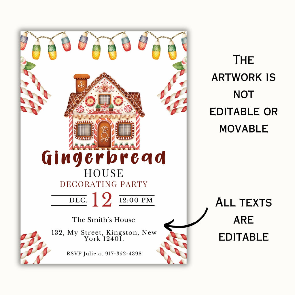 Gingerbread House Decorating Party Invite Template