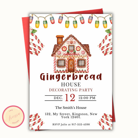 Gingerbread House Decorating Party Invite Template