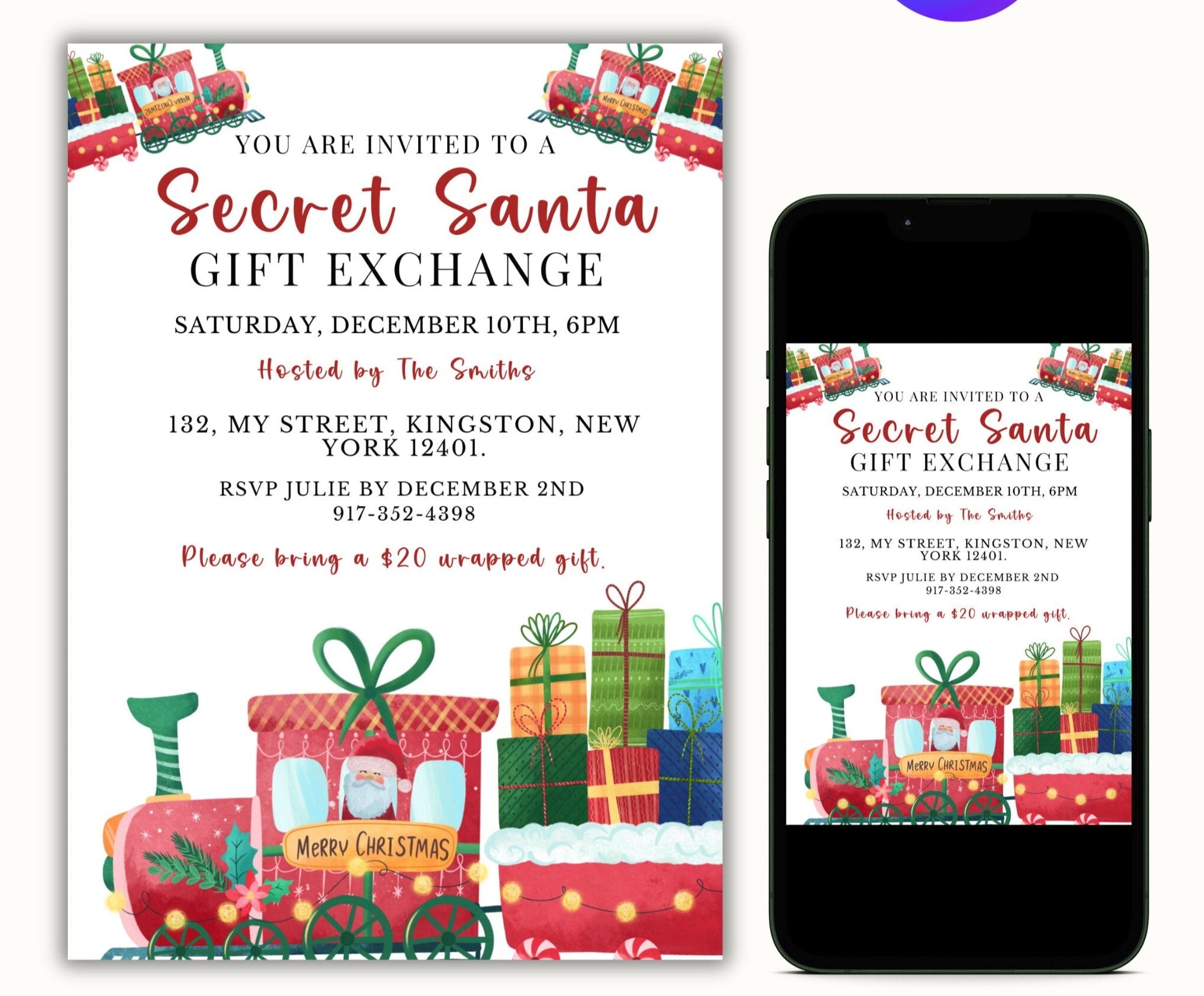 Secret Santa Gift Exchange Party Invite Template