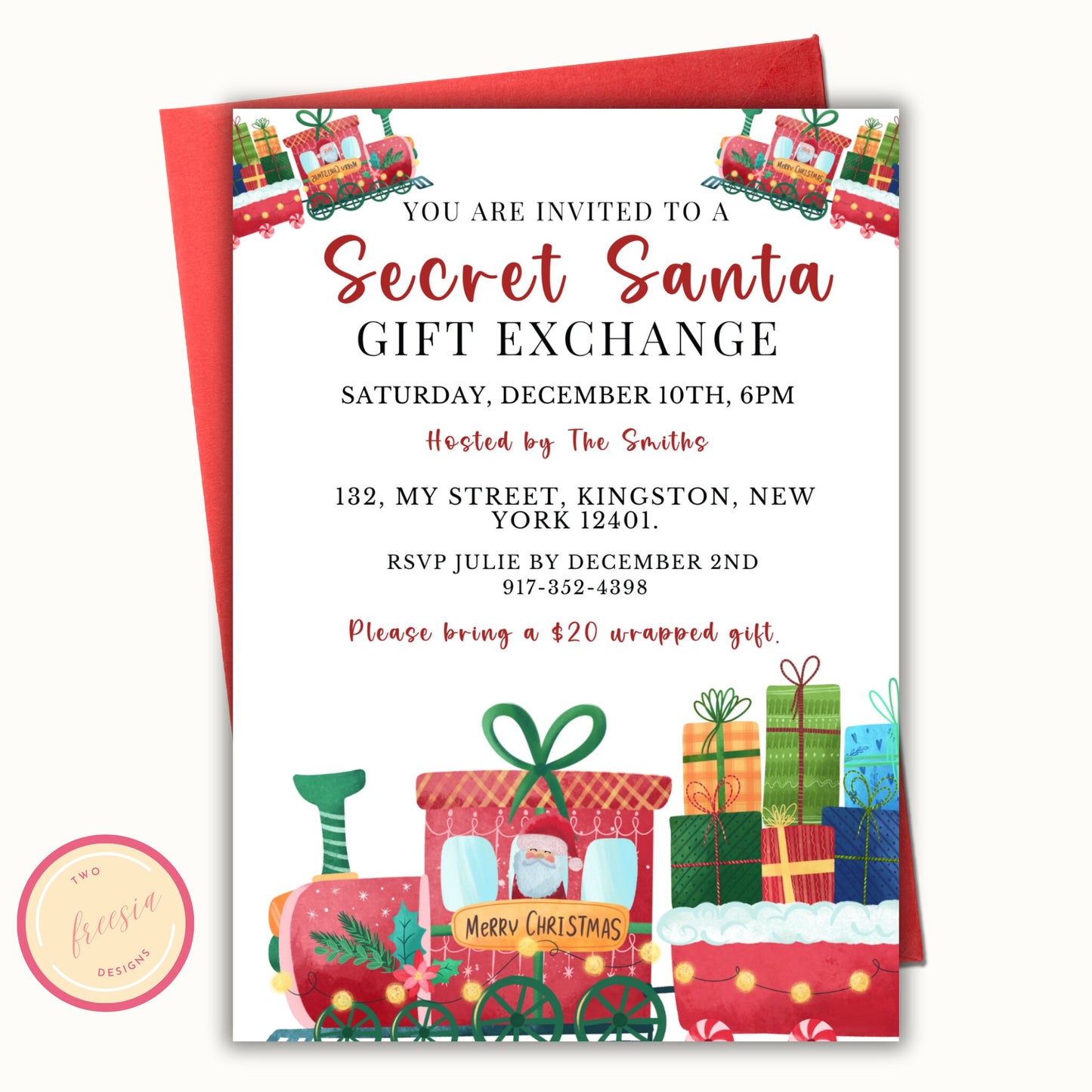 Secret Santa Gift Exchange Party Invite Template