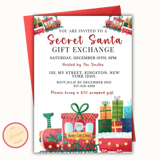 Secret Santa Gift Exchange Party Invite Template