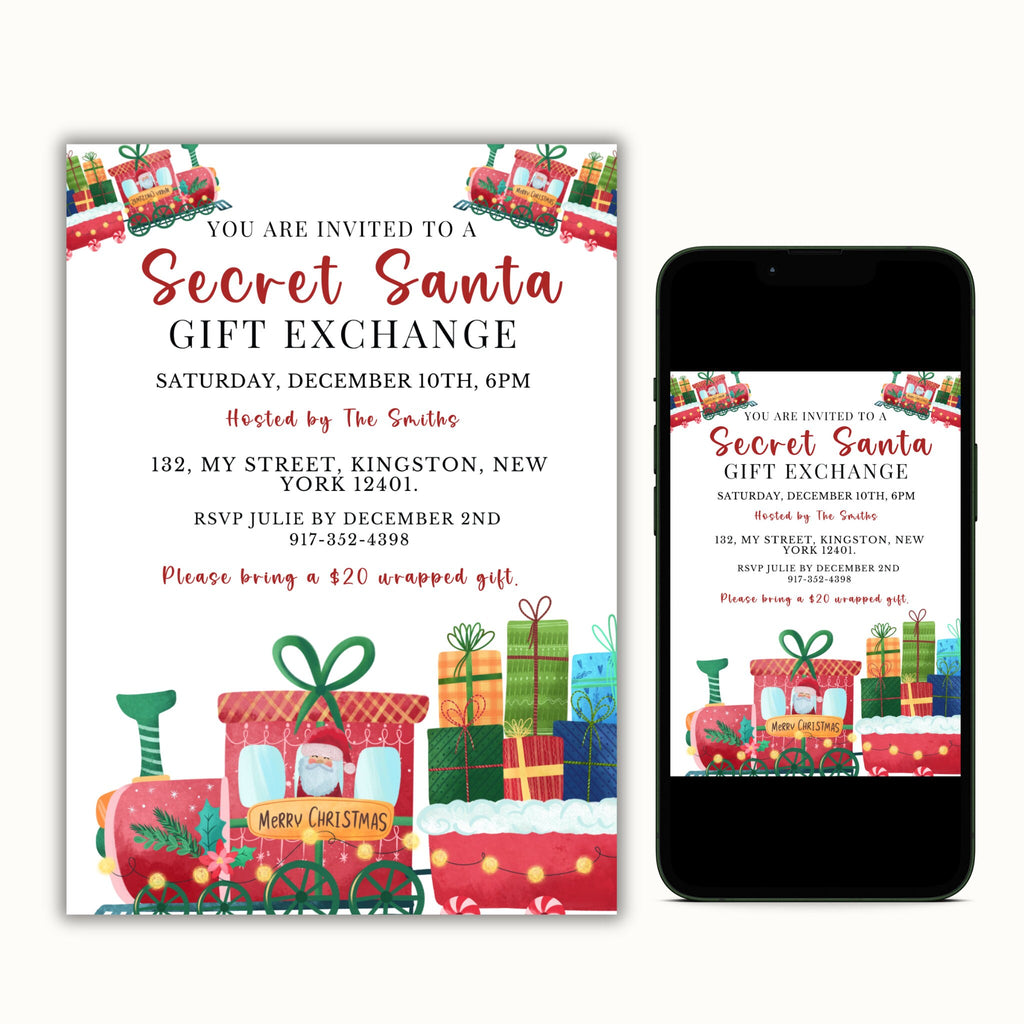 Secret Santa Gift Exchange Party Invite Template
