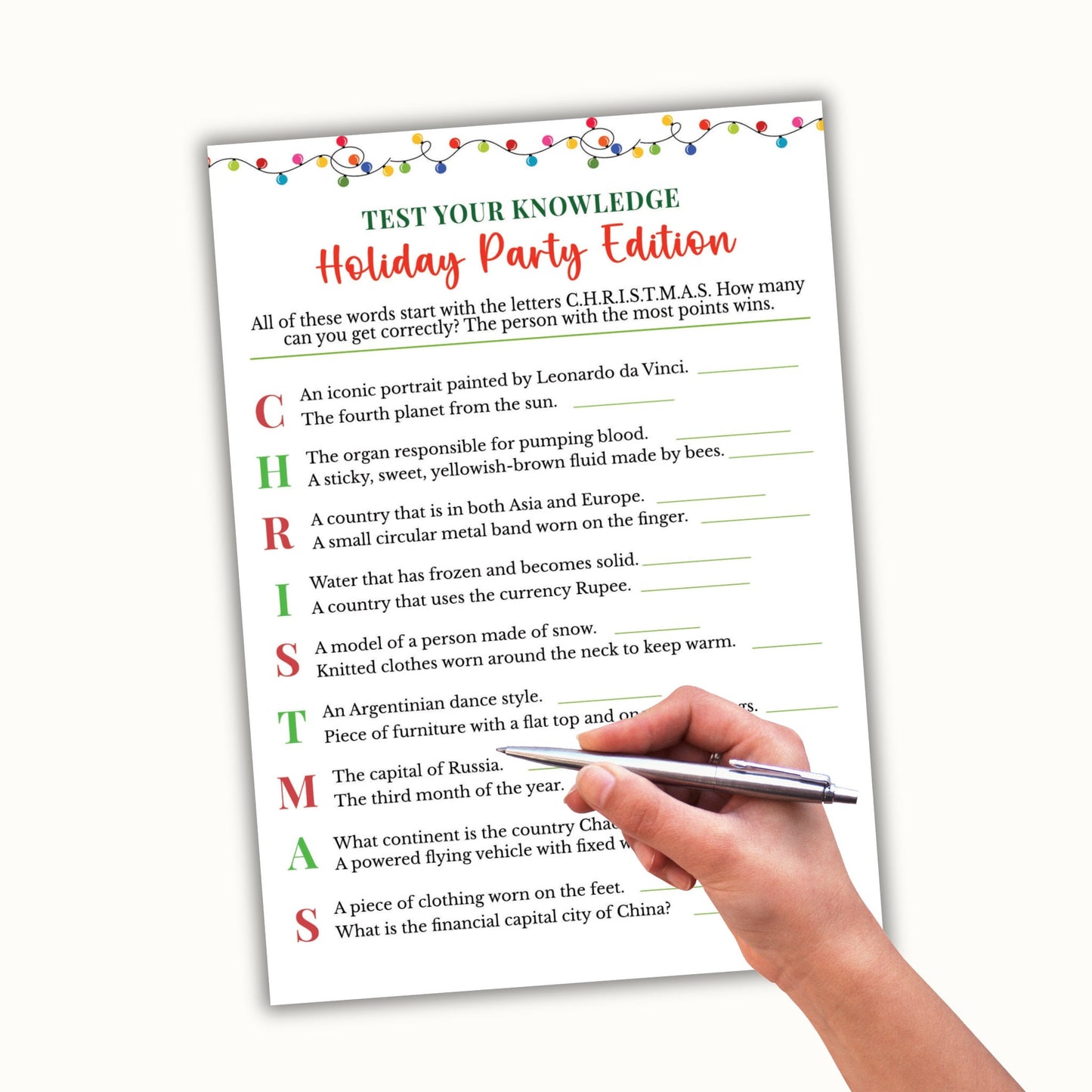 Holiday Party Trivia Game