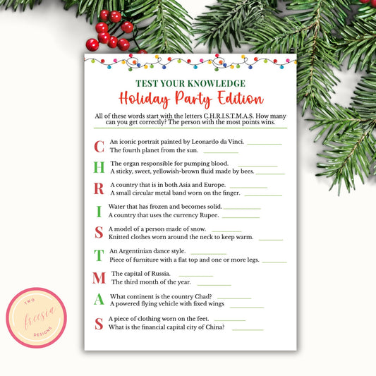 Holiday Party Trivia Game