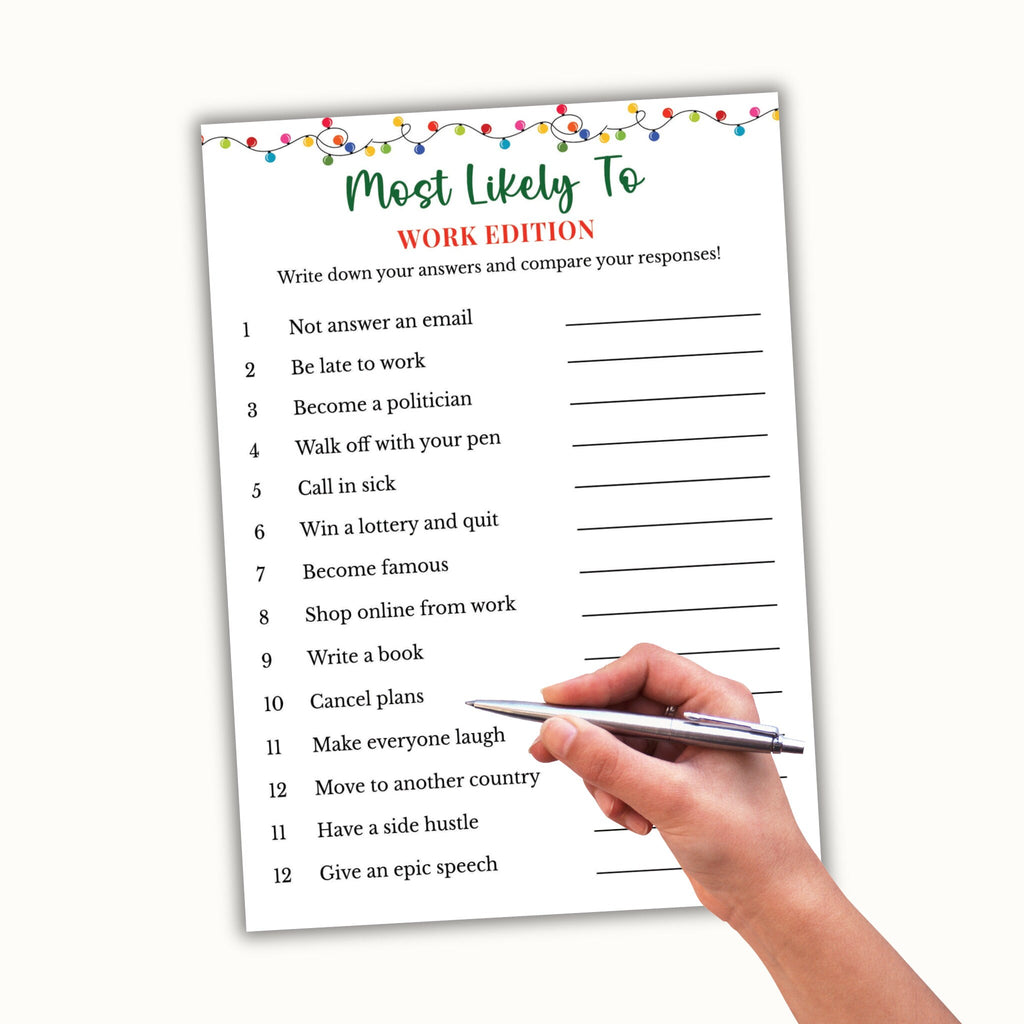Office Holiday Party Game - Most Likely To