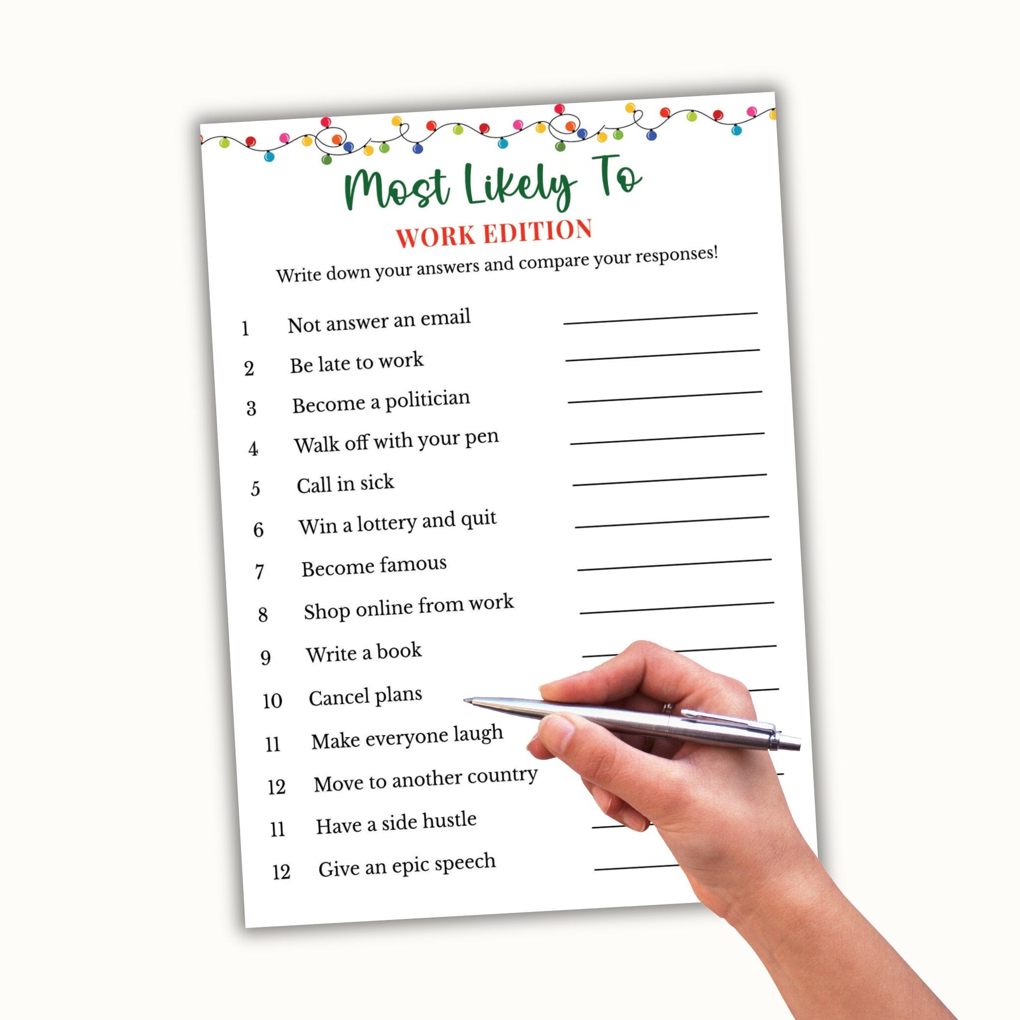 Office Holiday Party Game - Most Likely To