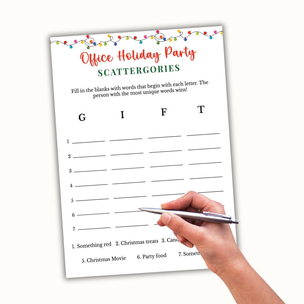 Office Holiday Scattergories Game