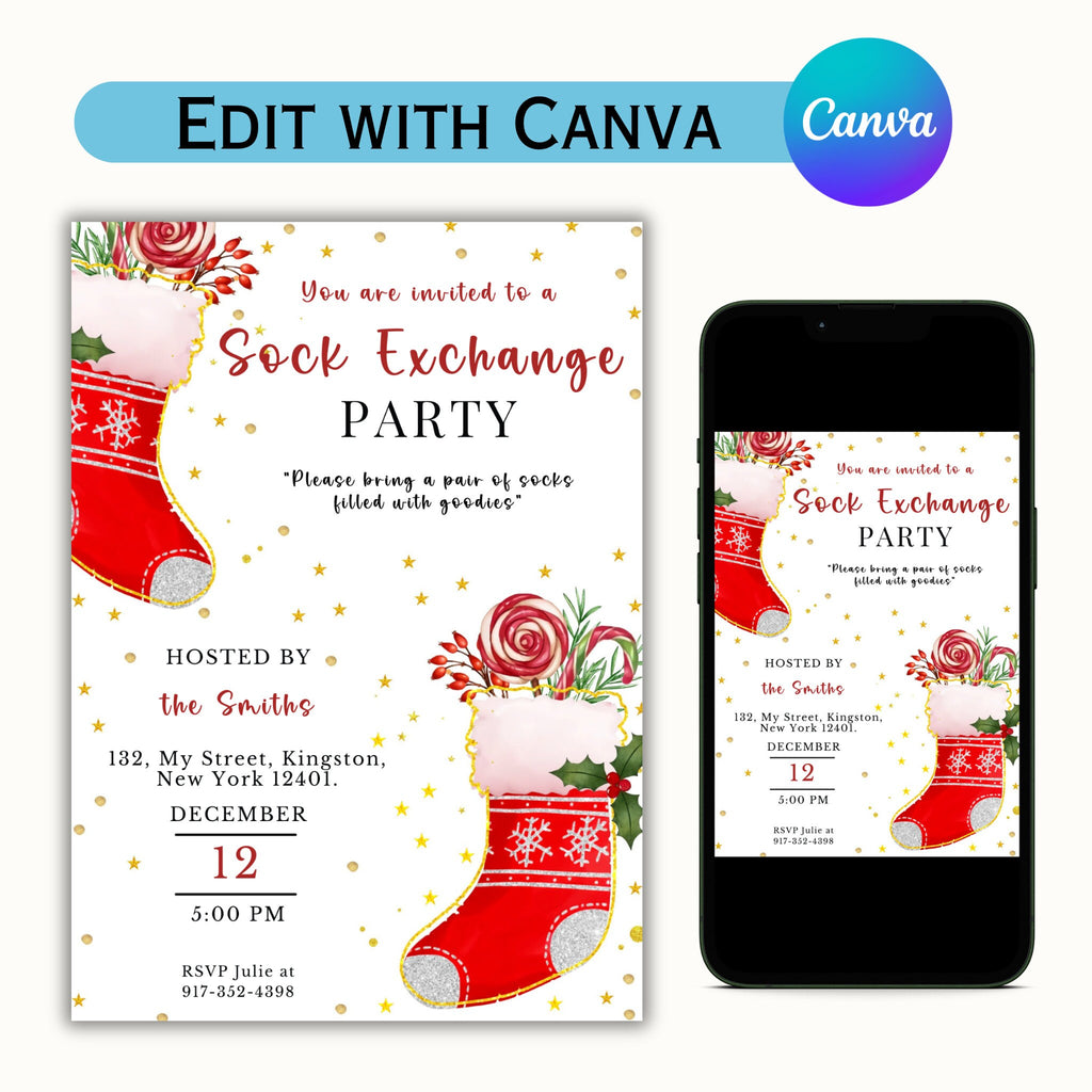 Sock Exchange Holiday Party Invitation