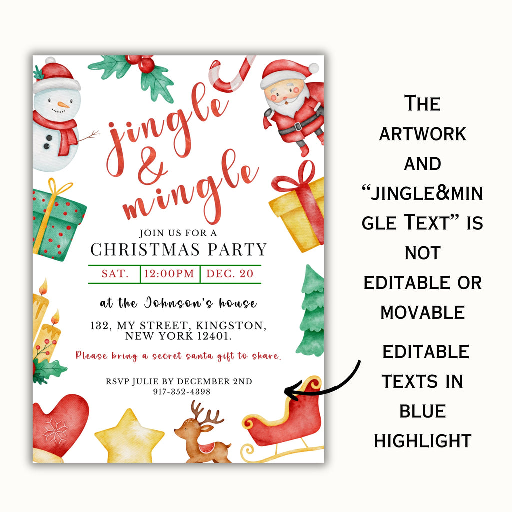 Jingle and Mingle Holiday Party Invitation Template