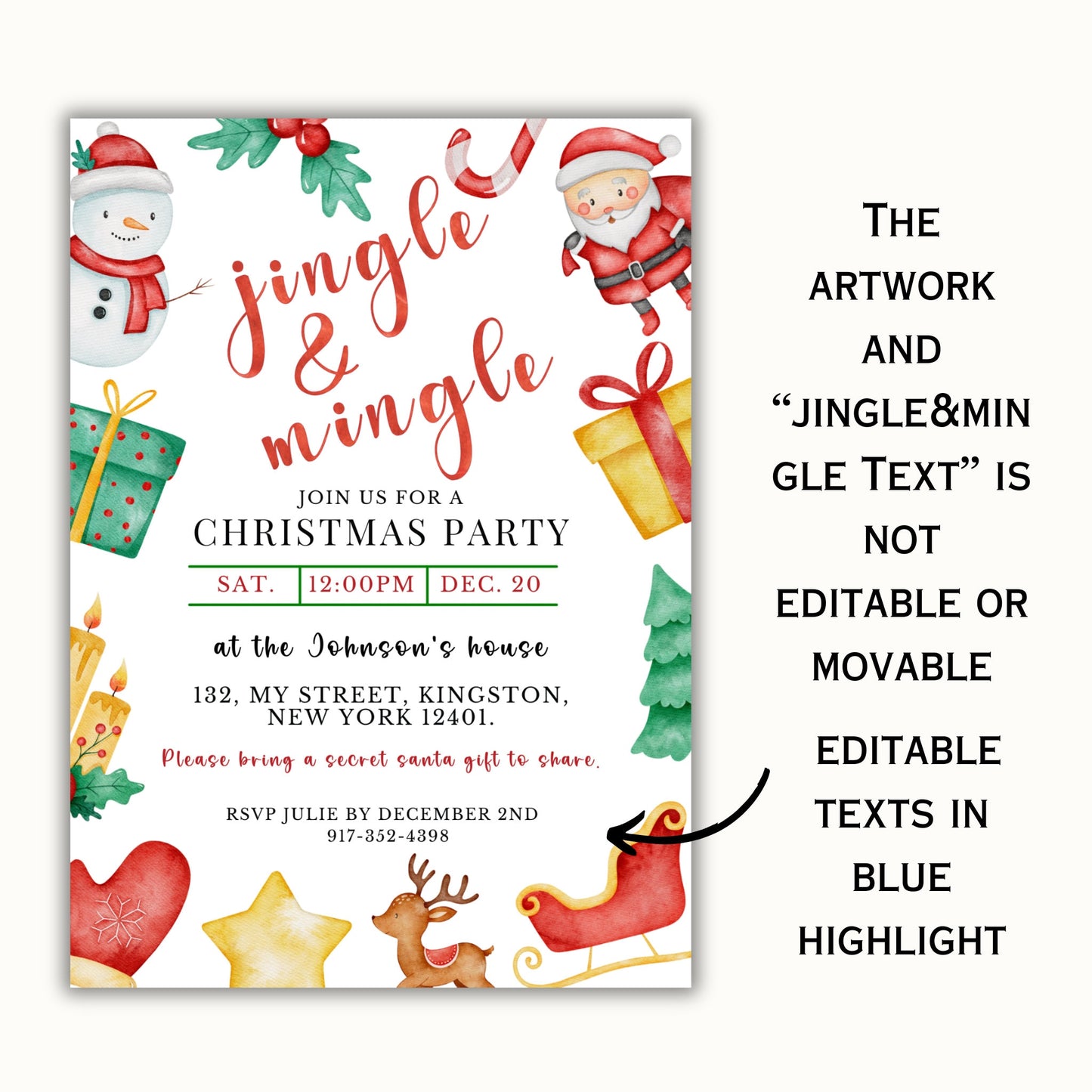 Jingle and Mingle Holiday Party Invitation Template