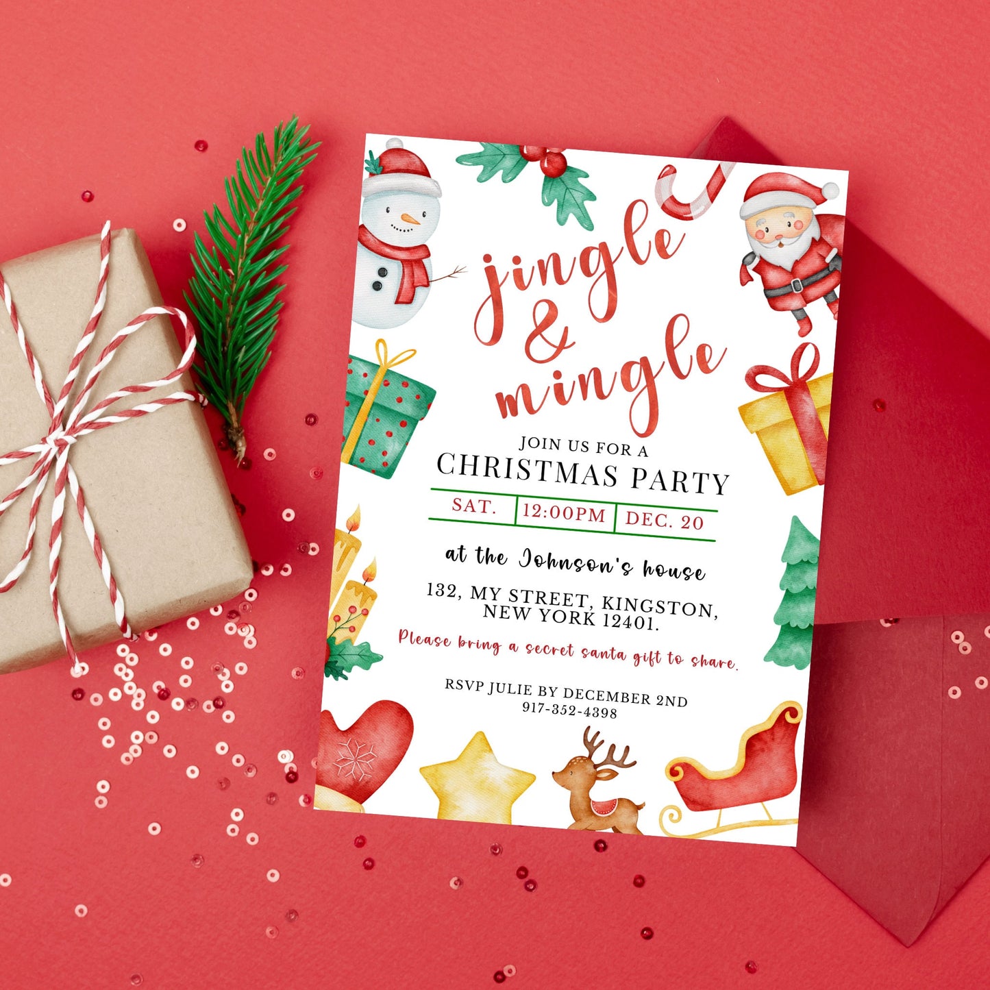 Jingle and Mingle Holiday Party Invitation Template