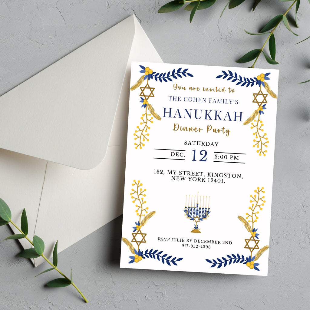 Hanukkah Editable Invitation Template