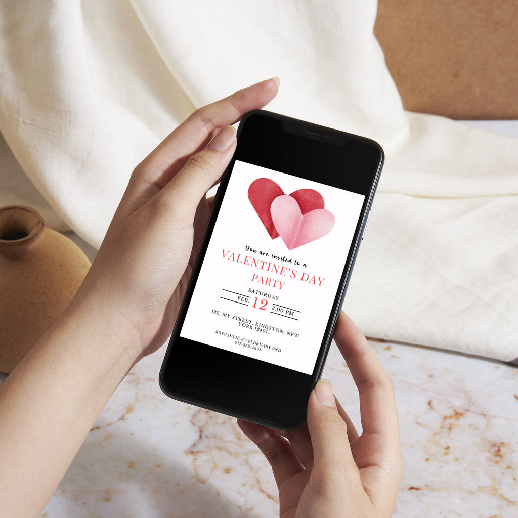 Editable Valentines Invitation Template - Pink and Red Hearts