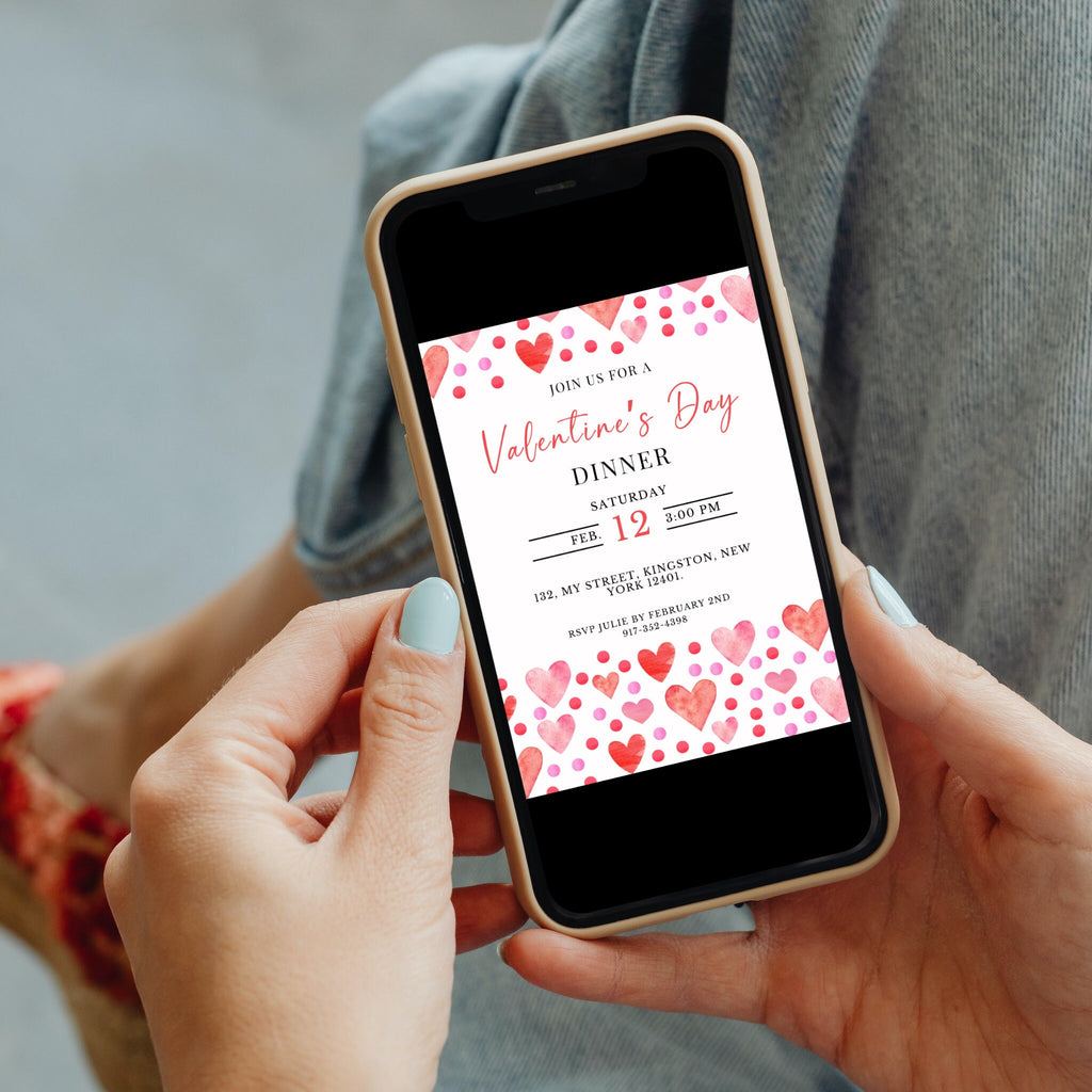 Valentine's Day Invitation - Pink and Red Hearts
