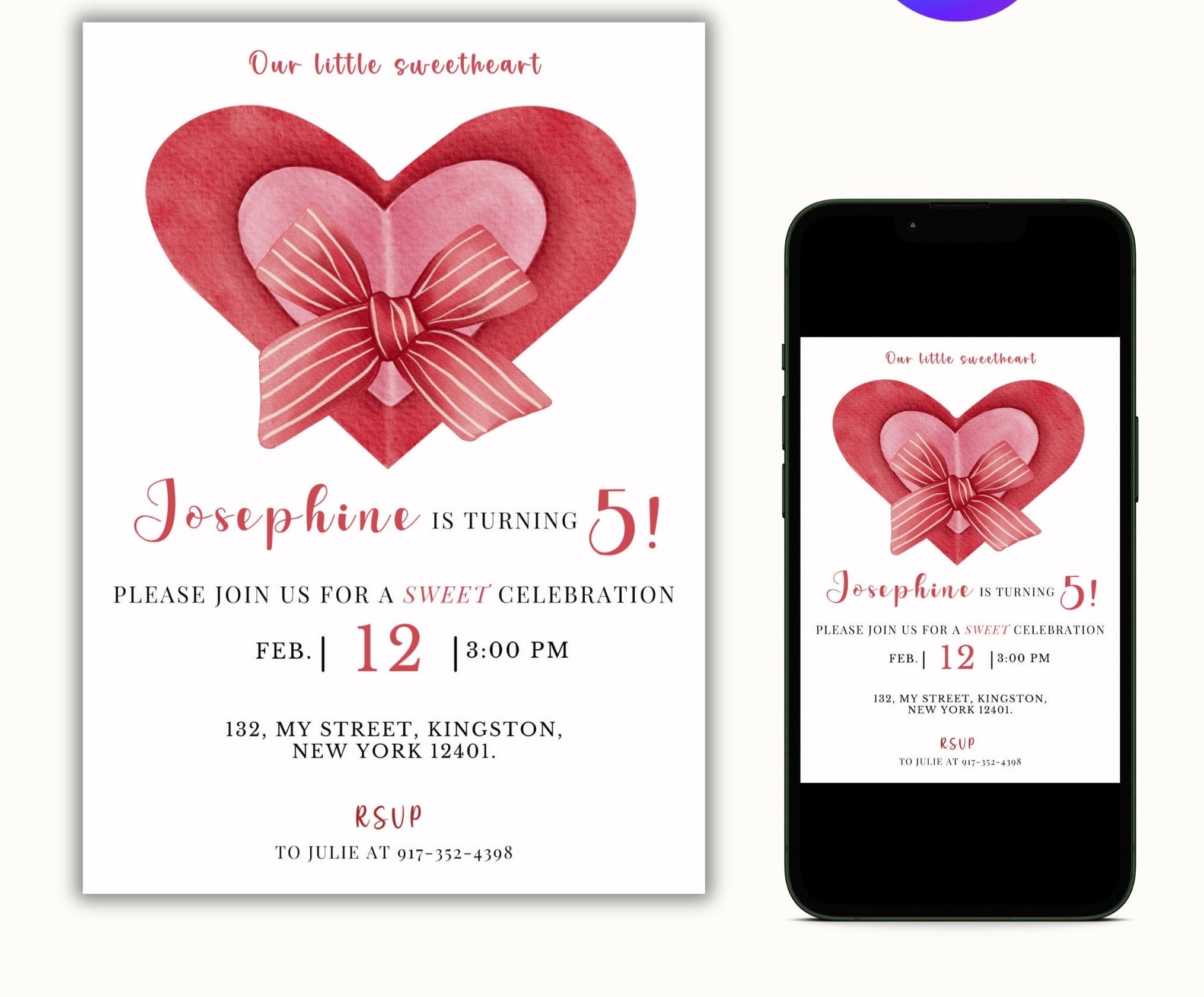 Editable Valentines Birthday Party Invitation