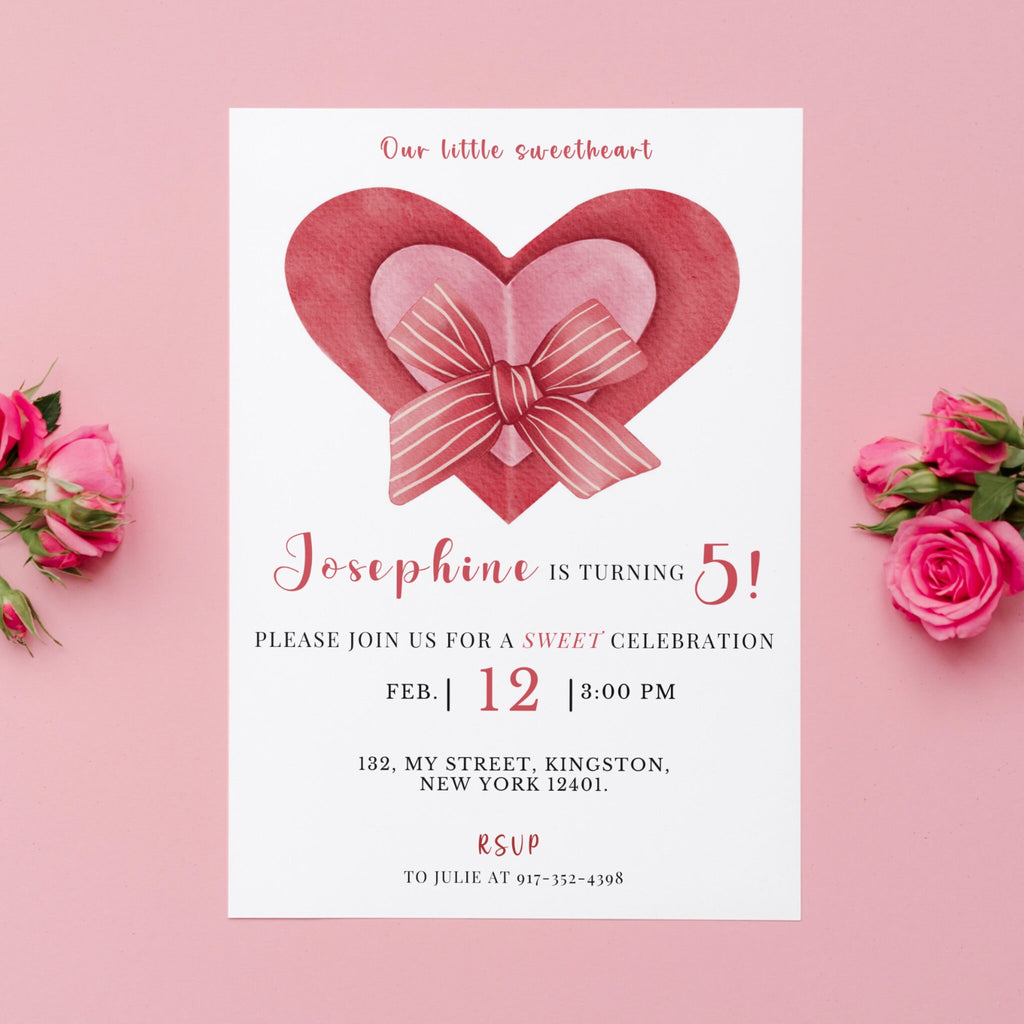 Editable Valentines Birthday Party Invitation