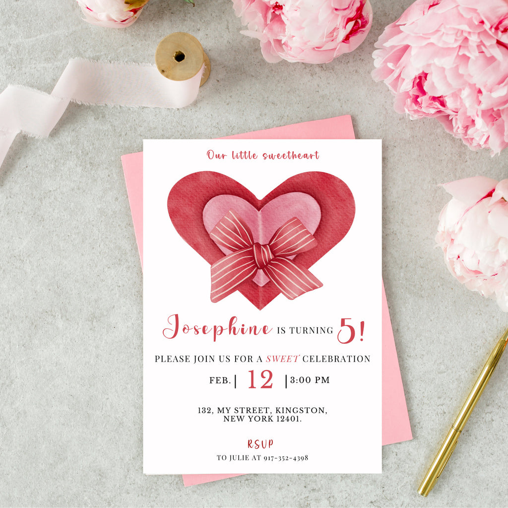 Editable Valentines Birthday Party Invitation