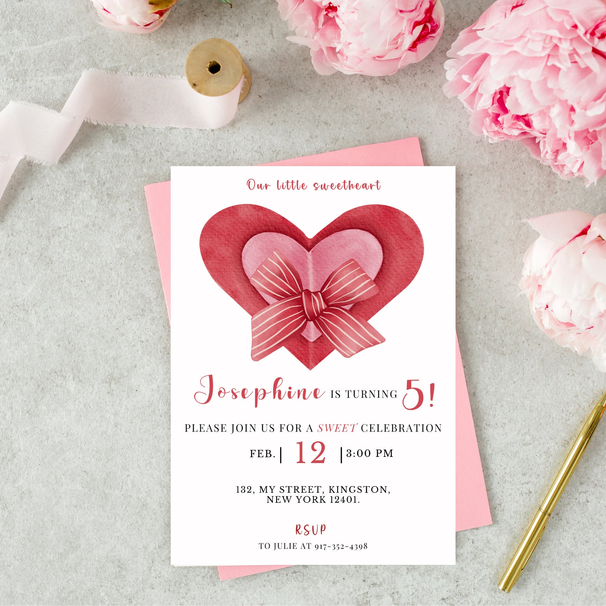 Editable Valentines Birthday Party Invitation