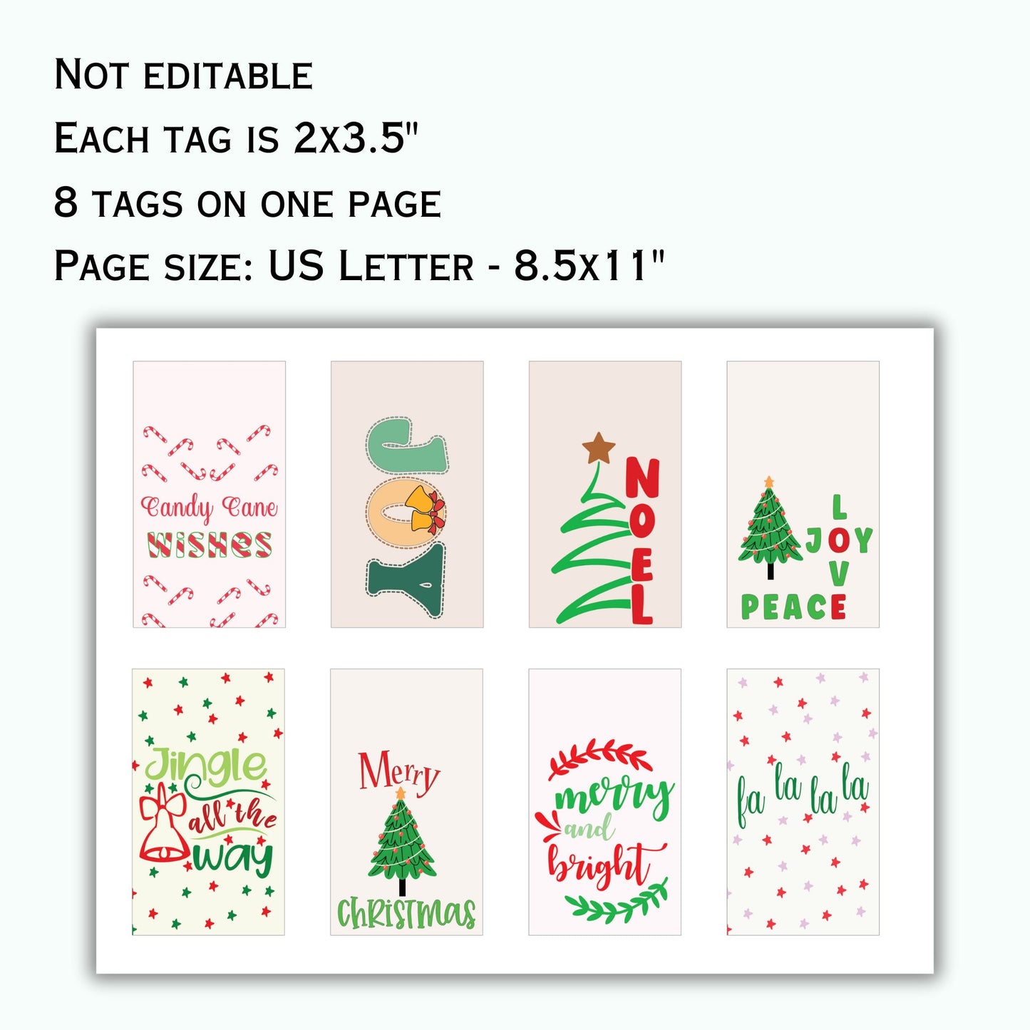 Christmas Gift Tags Printable - Set of 16