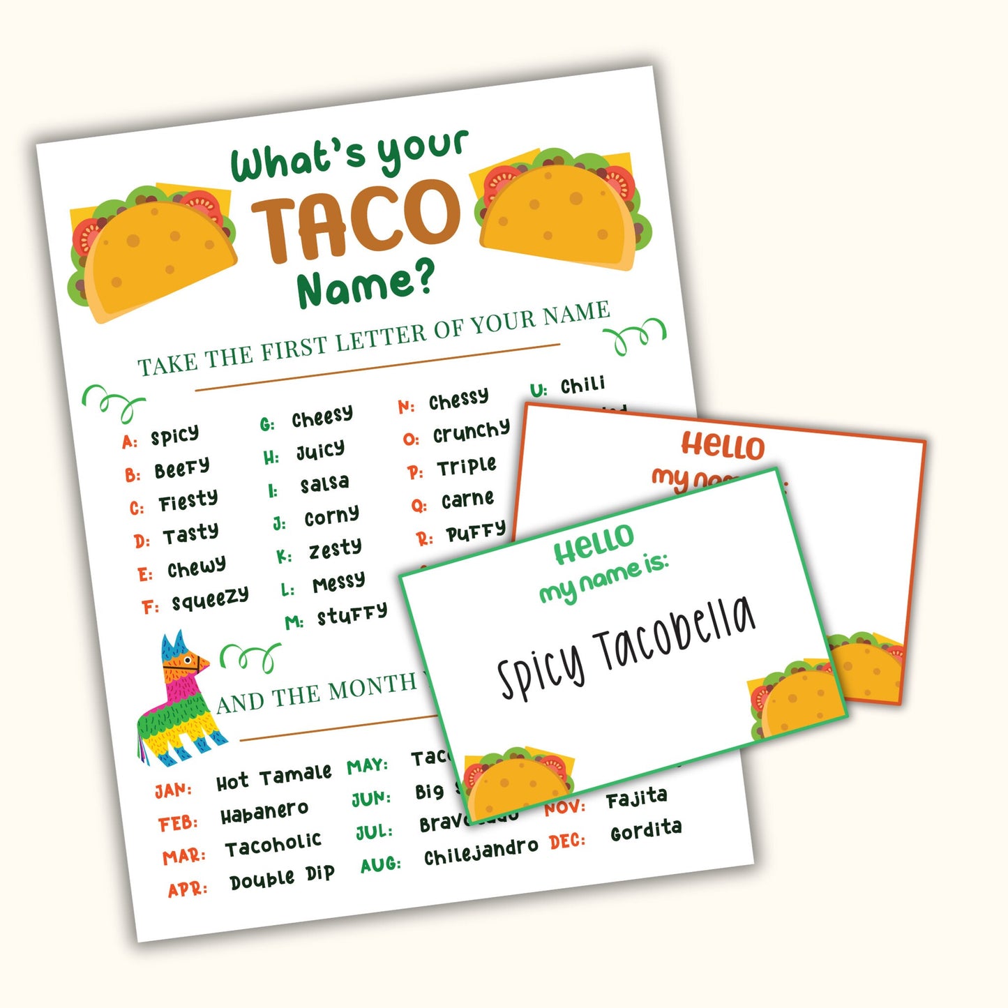 What's your Taco Name? Party Game
