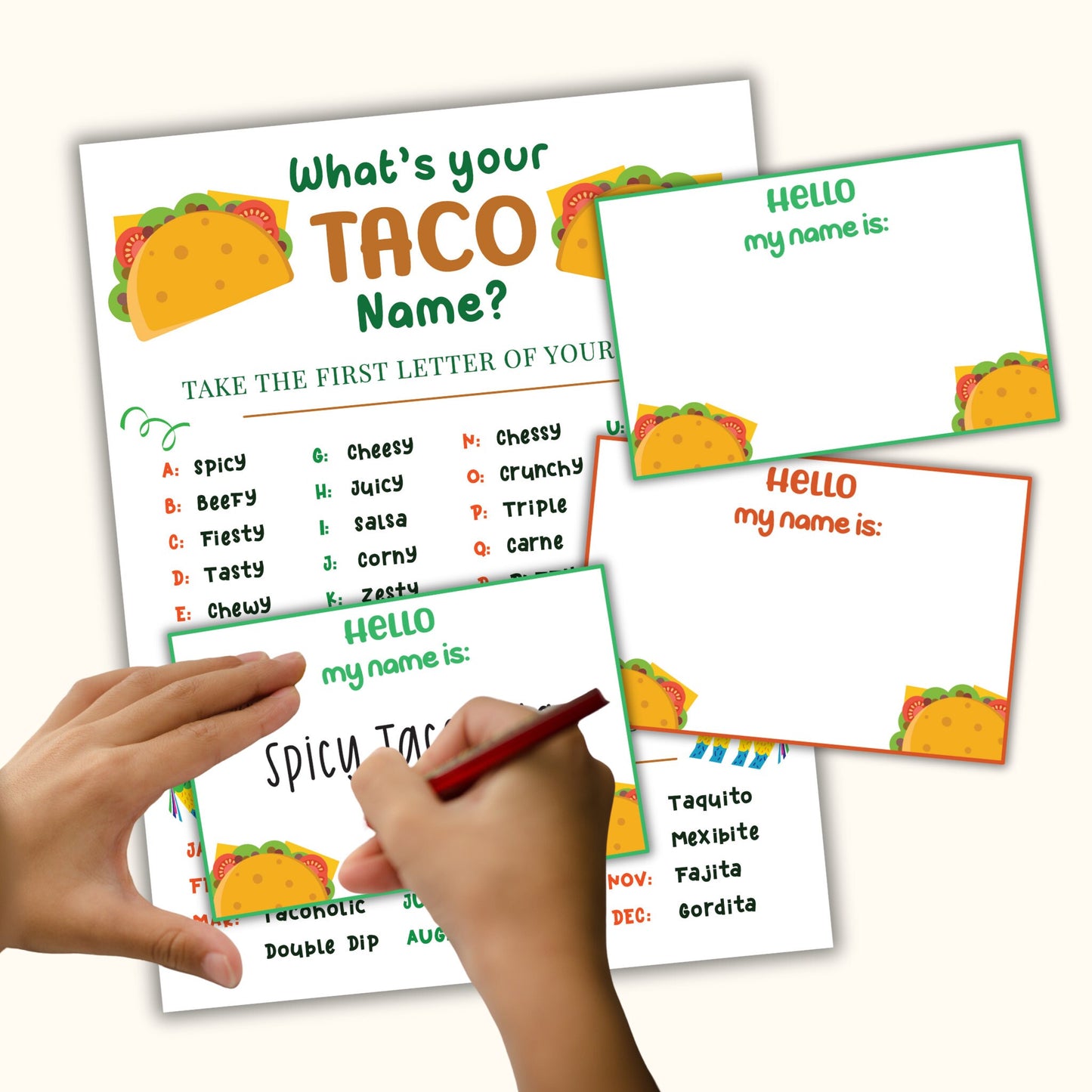 What's your Taco Name? Party Game