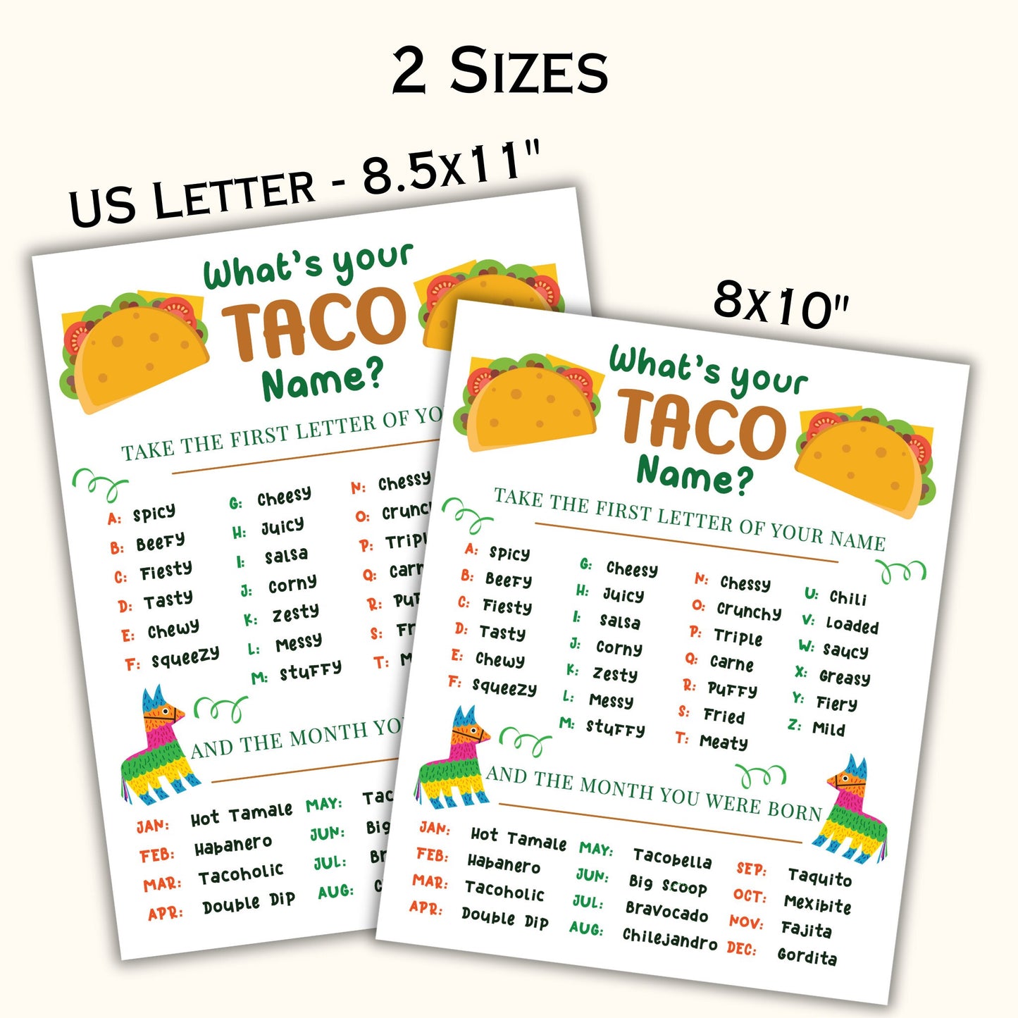 What's your Taco Name? Party Game