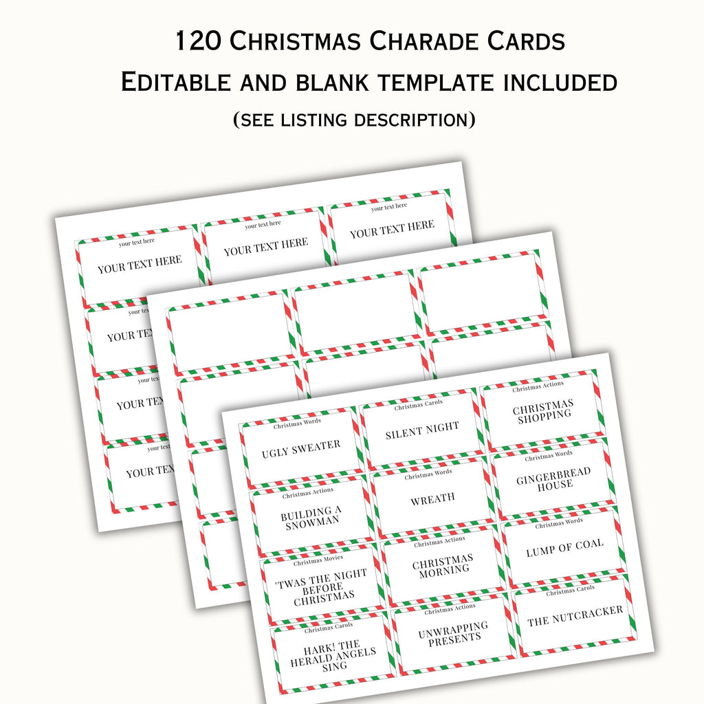 Christmas Charades - 120 Printable Cards