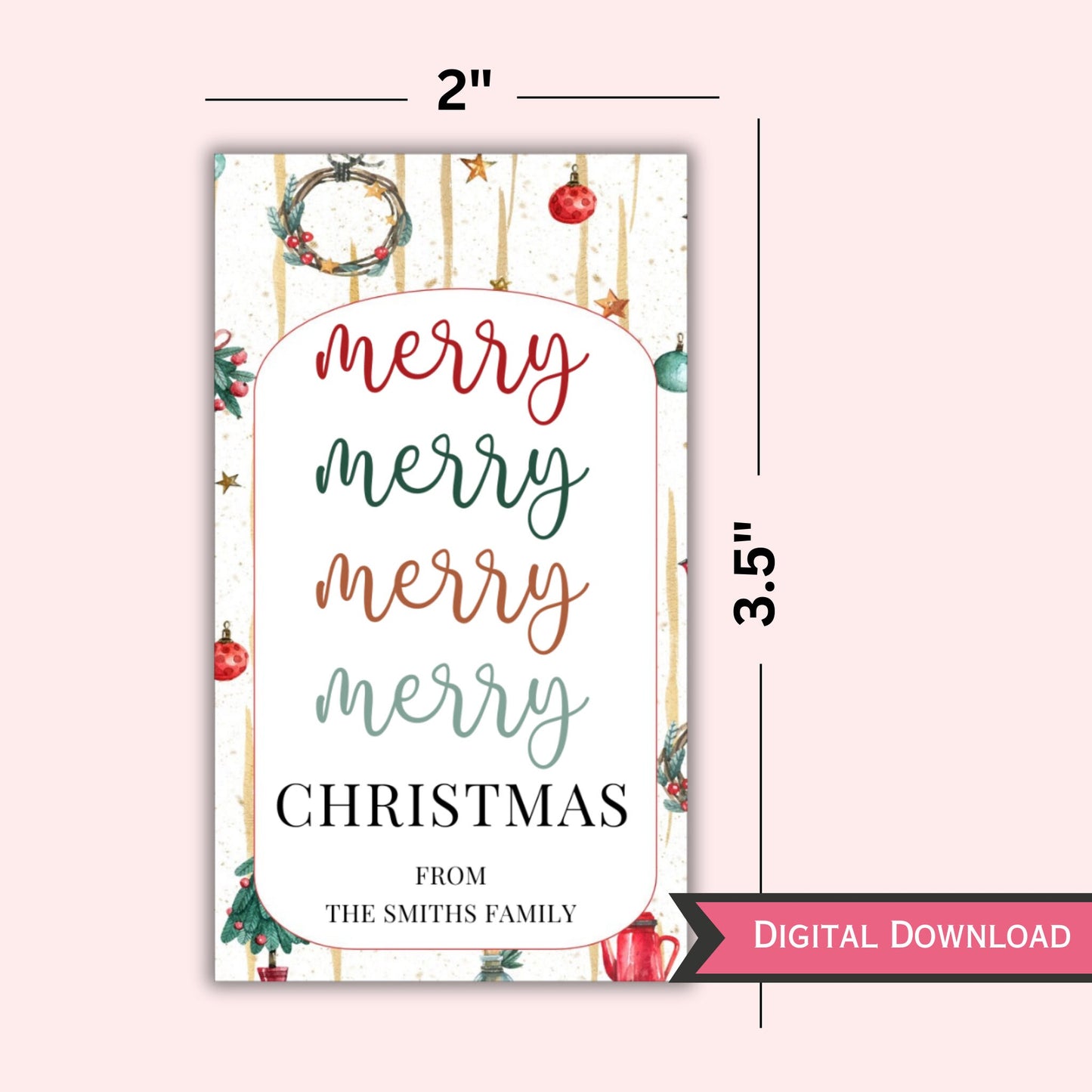 Merry Christmas Gift Tag - Editable Template