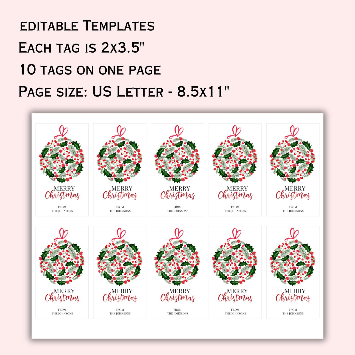 Editable Christmas Gift Tag - Printable Template