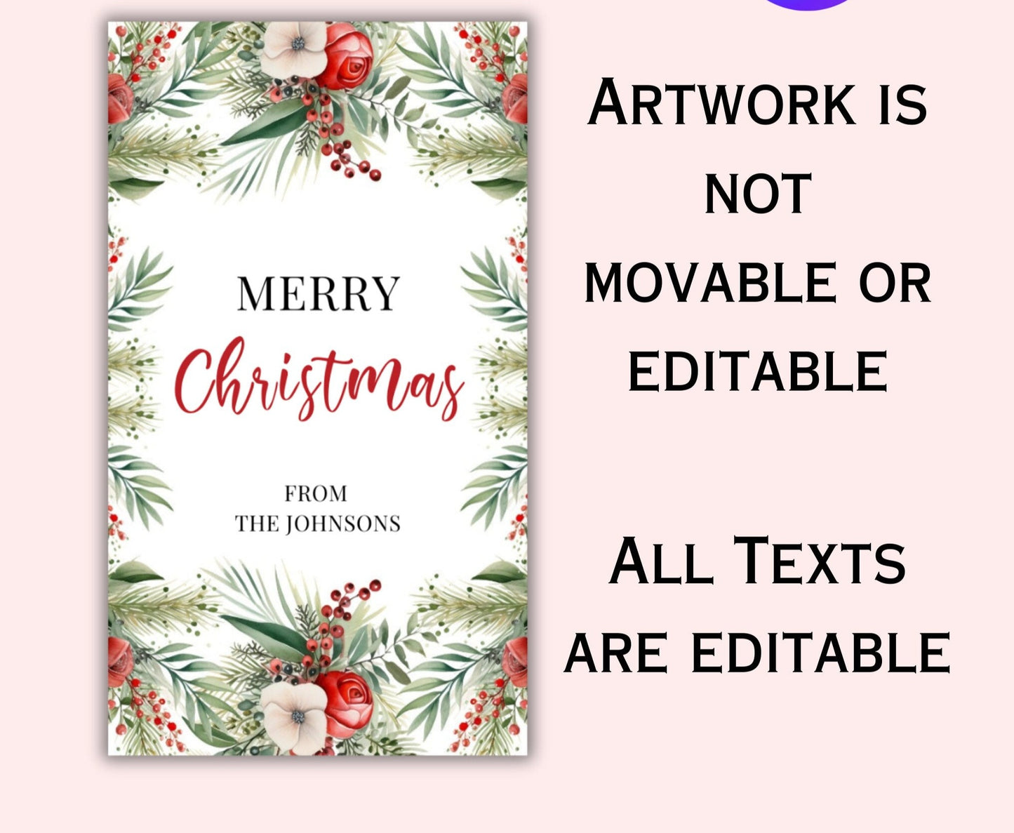 Editable Floral Christmas Gift Tag