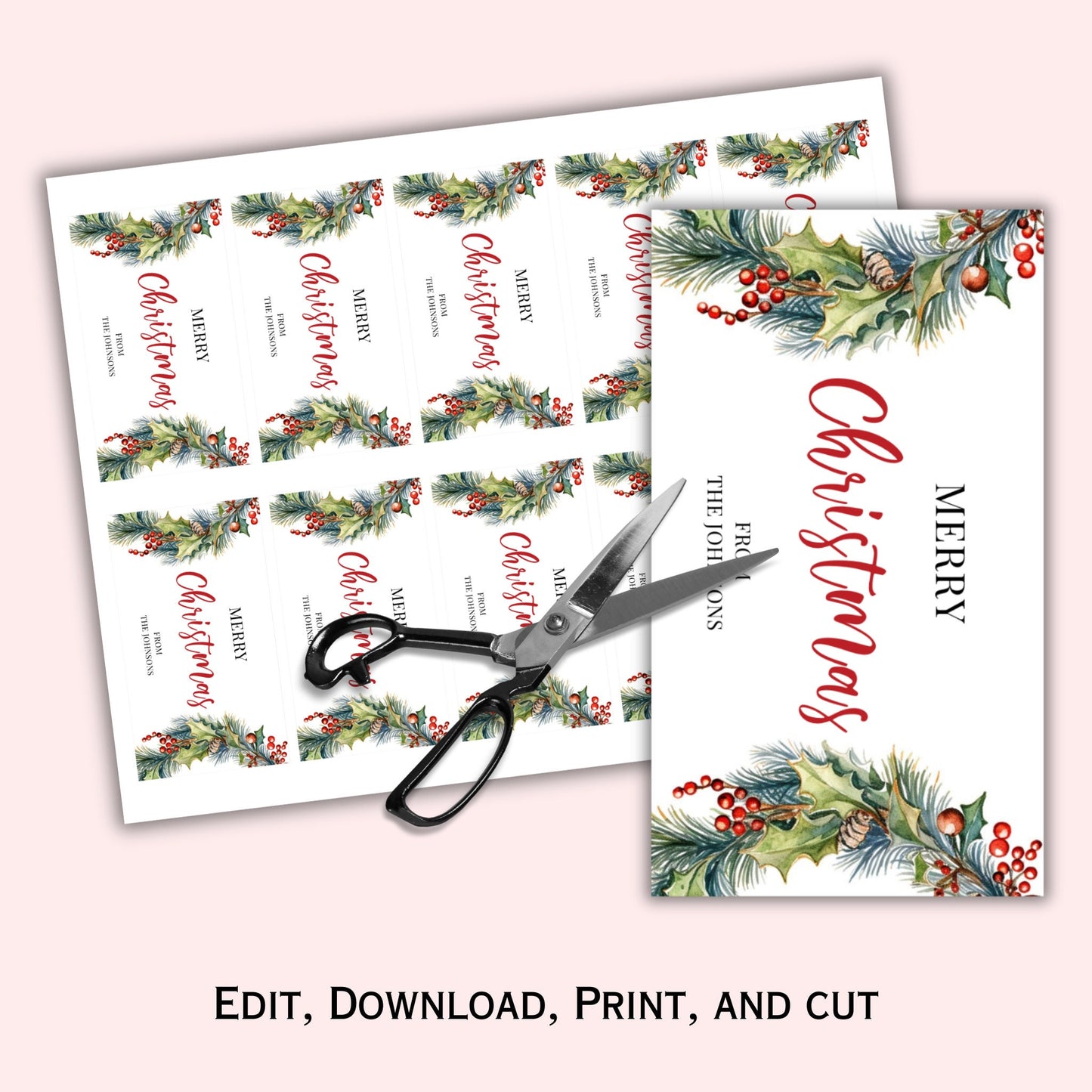 Editable Merry Christmas Gift Tag