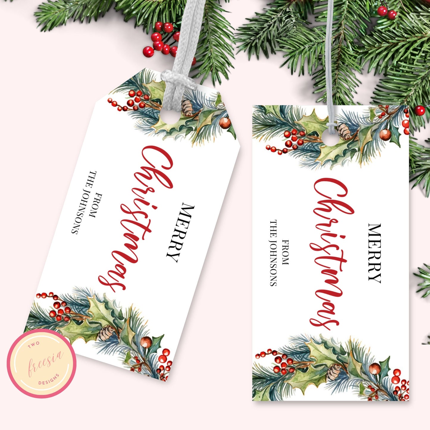 Editable Merry Christmas Gift Tag