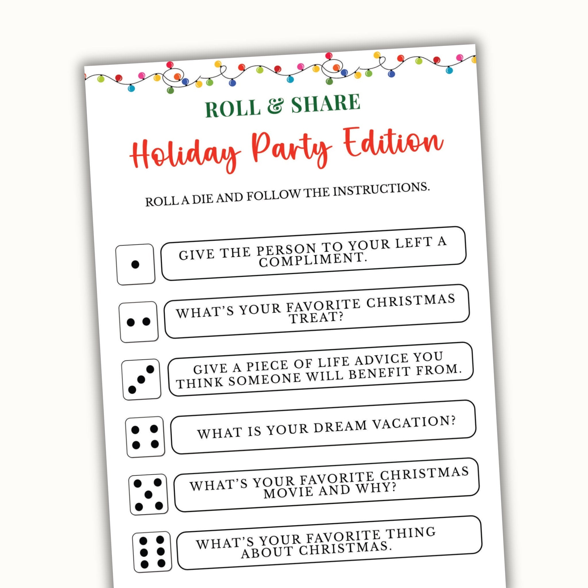 Christmas Roll and Share Dice Game
