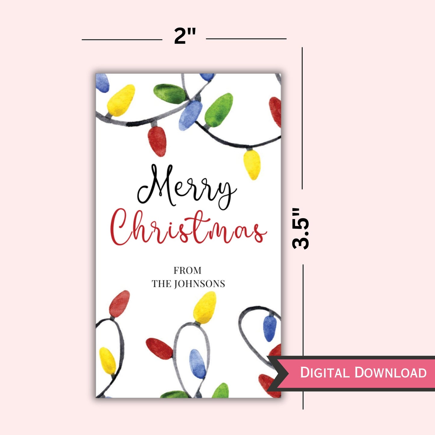 Christmas Lights Gift Tag - Editable Template