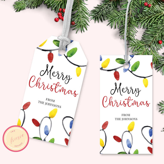 Christmas Lights Gift Tag - Editable Template