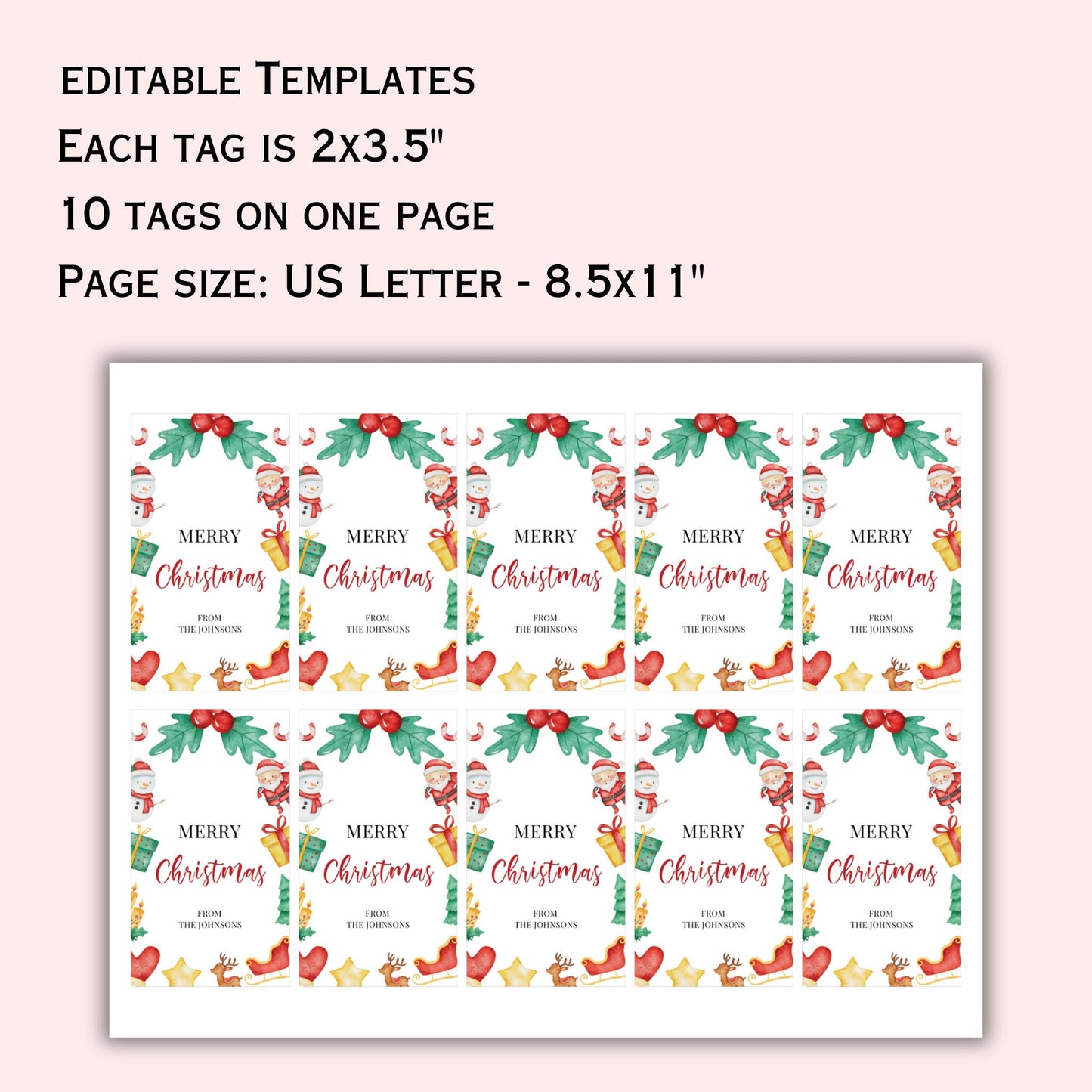 Christmas Gift Tag - Editable Template