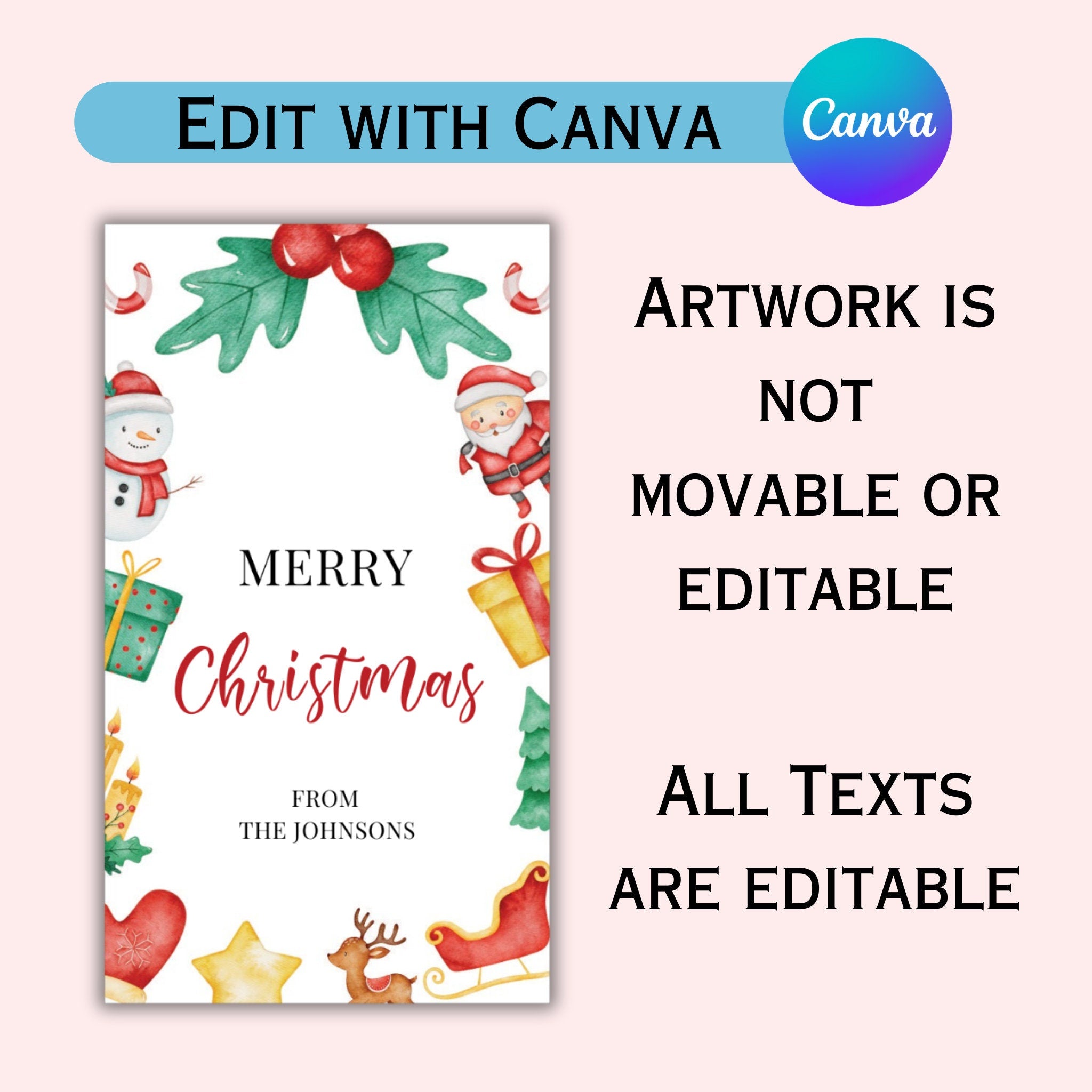 Christmas Gift Tag - Editable Template