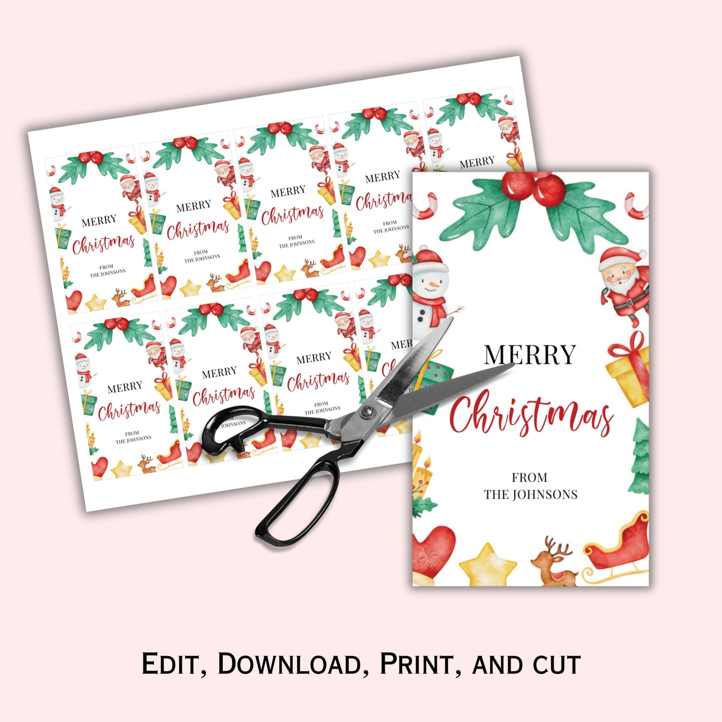 Christmas Gift Tag - Editable Template