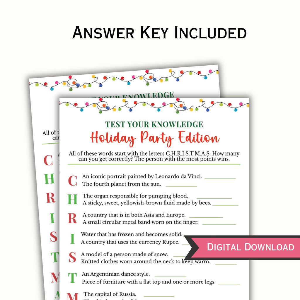 Holiday Party Trivia Game