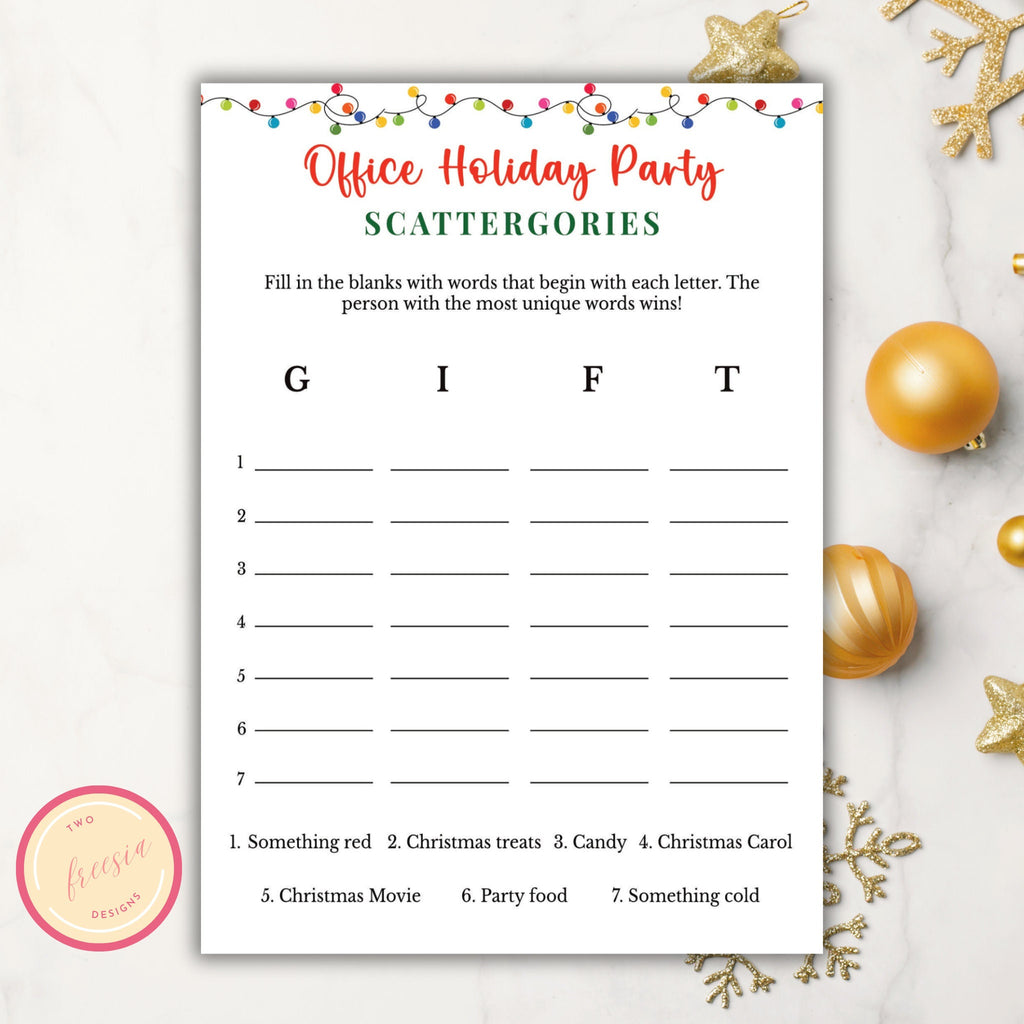 Office Holiday Scattergories Game