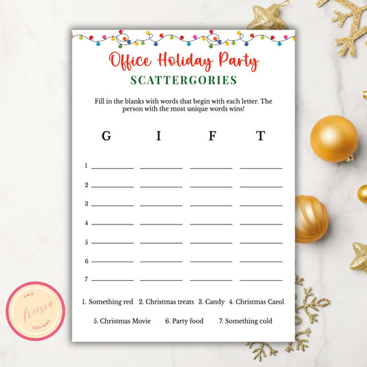 Office Holiday Scattergories Game