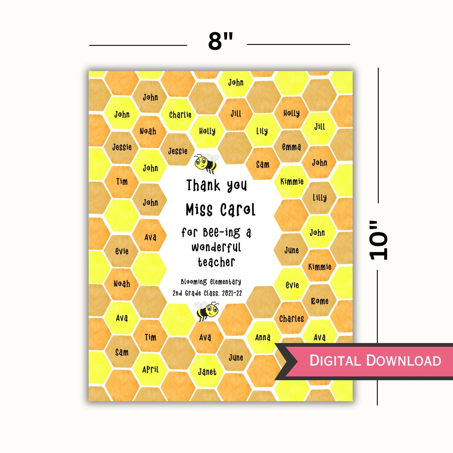 Bee Teacher Appreciation Printable - Editable Template