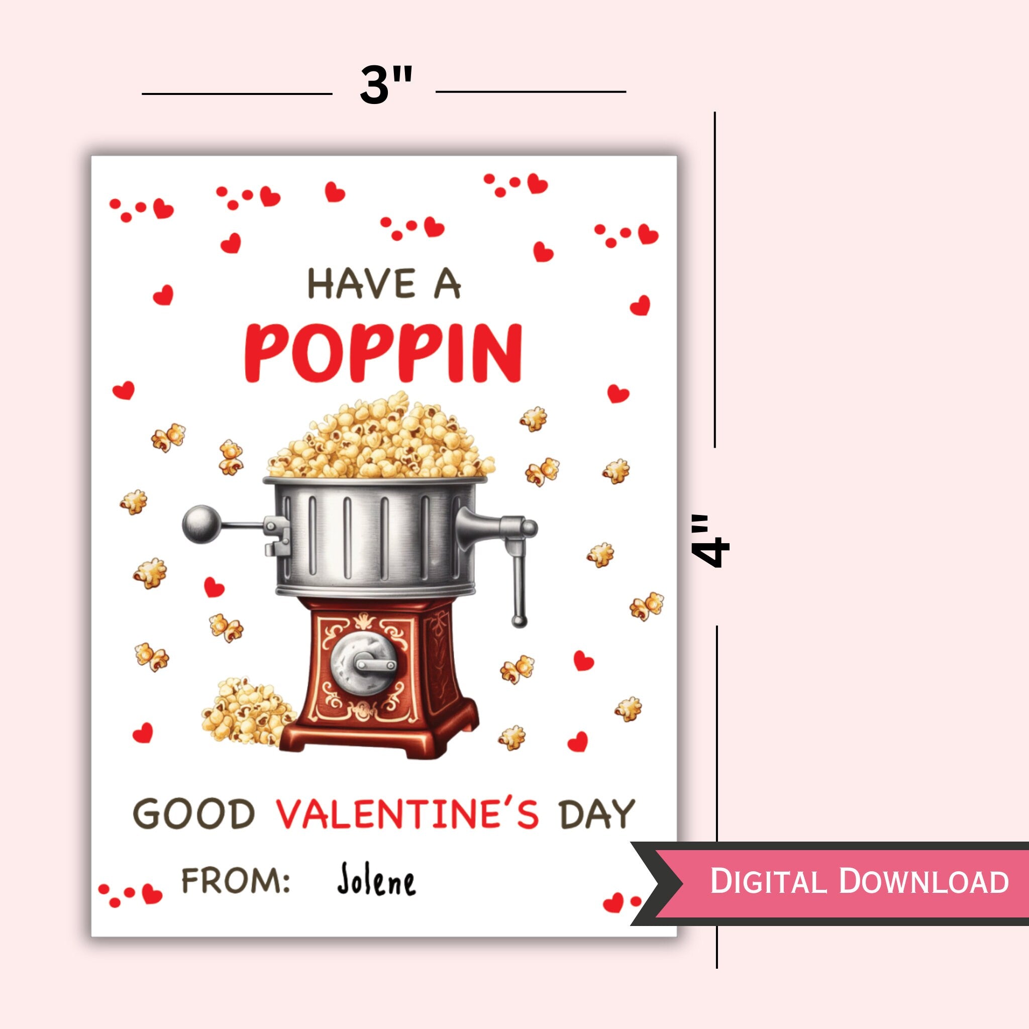 Printable Popcorn Valentine Gift Tag Template