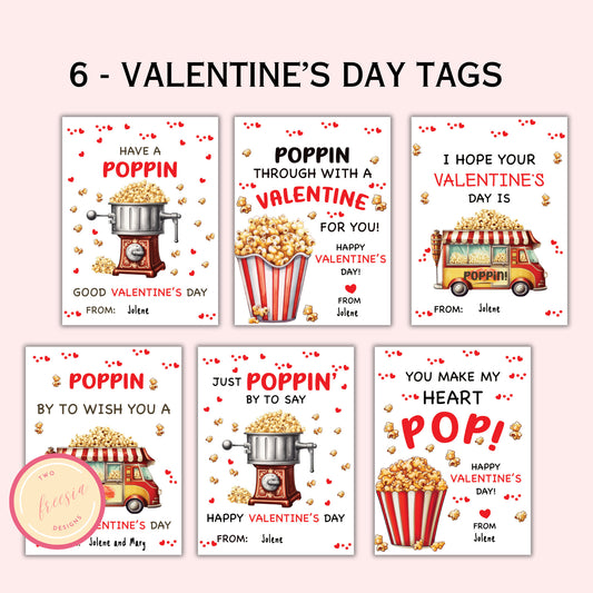 Printable Popcorn Valentine Gift Tag Template