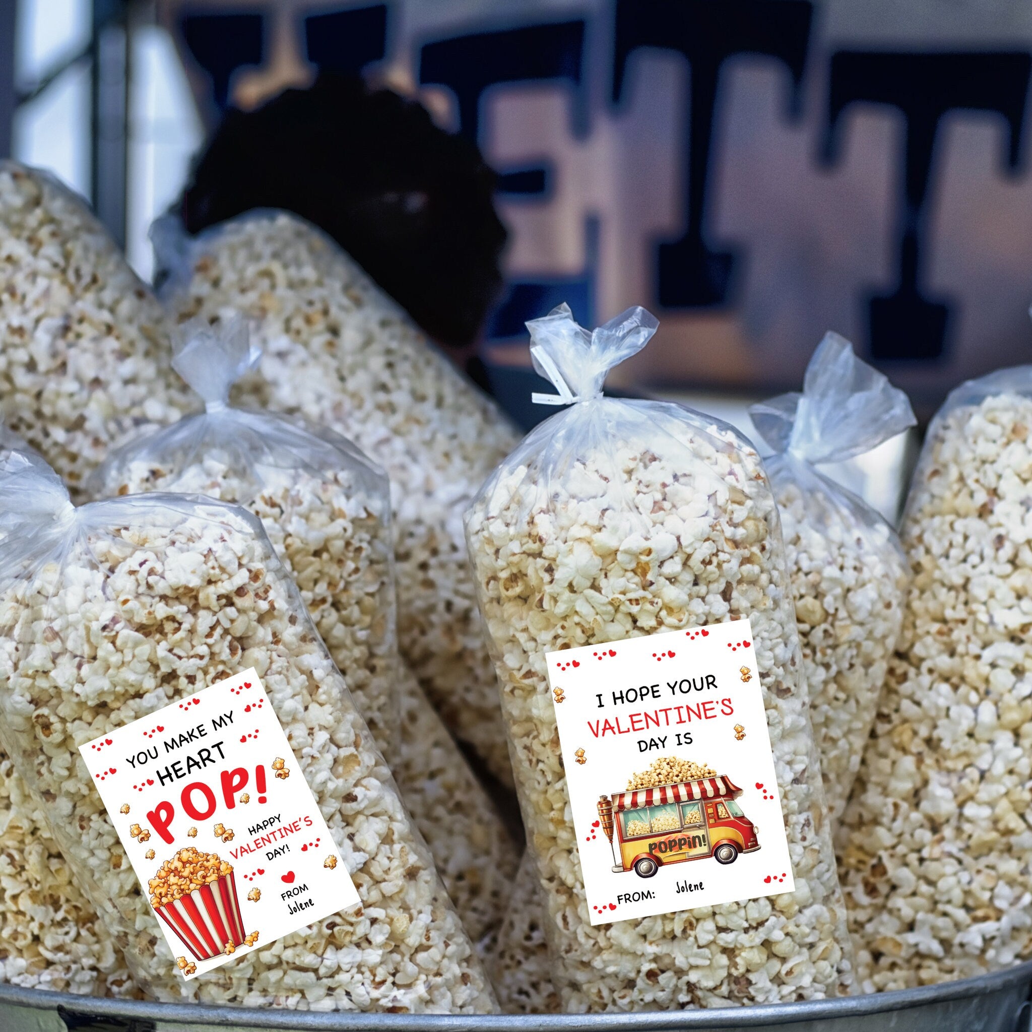 Printable Popcorn Valentine Gift Tag Template