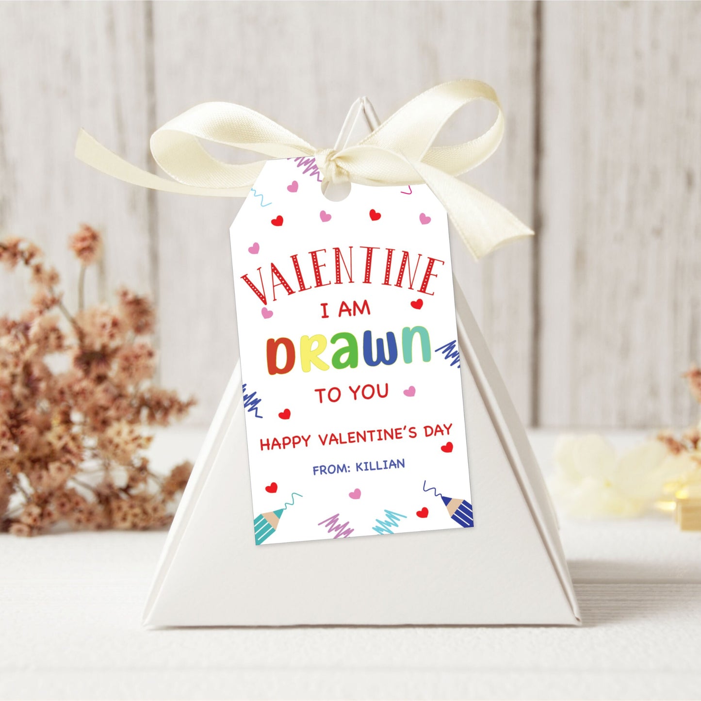 Valentine Gift Tag Template - I am Drawn to you