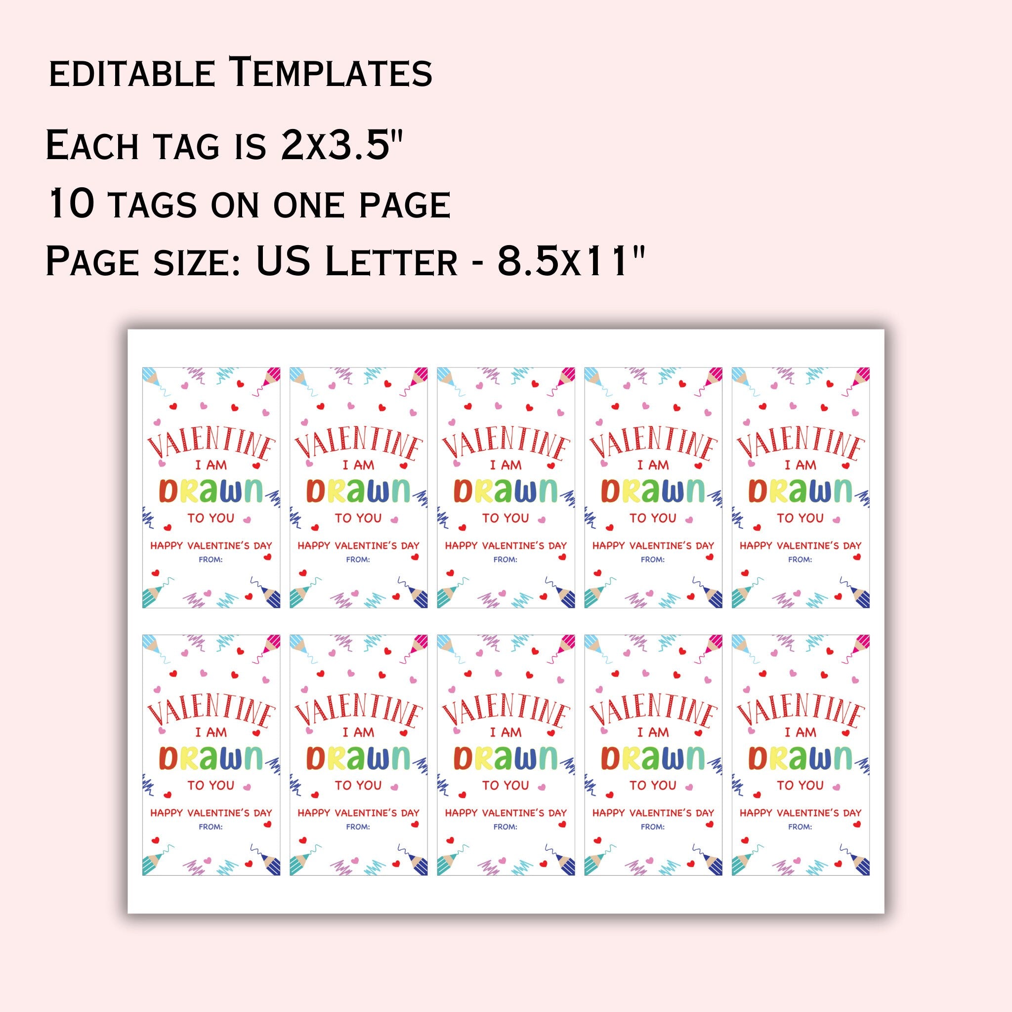 Valentine Gift Tag Template - I am Drawn to you