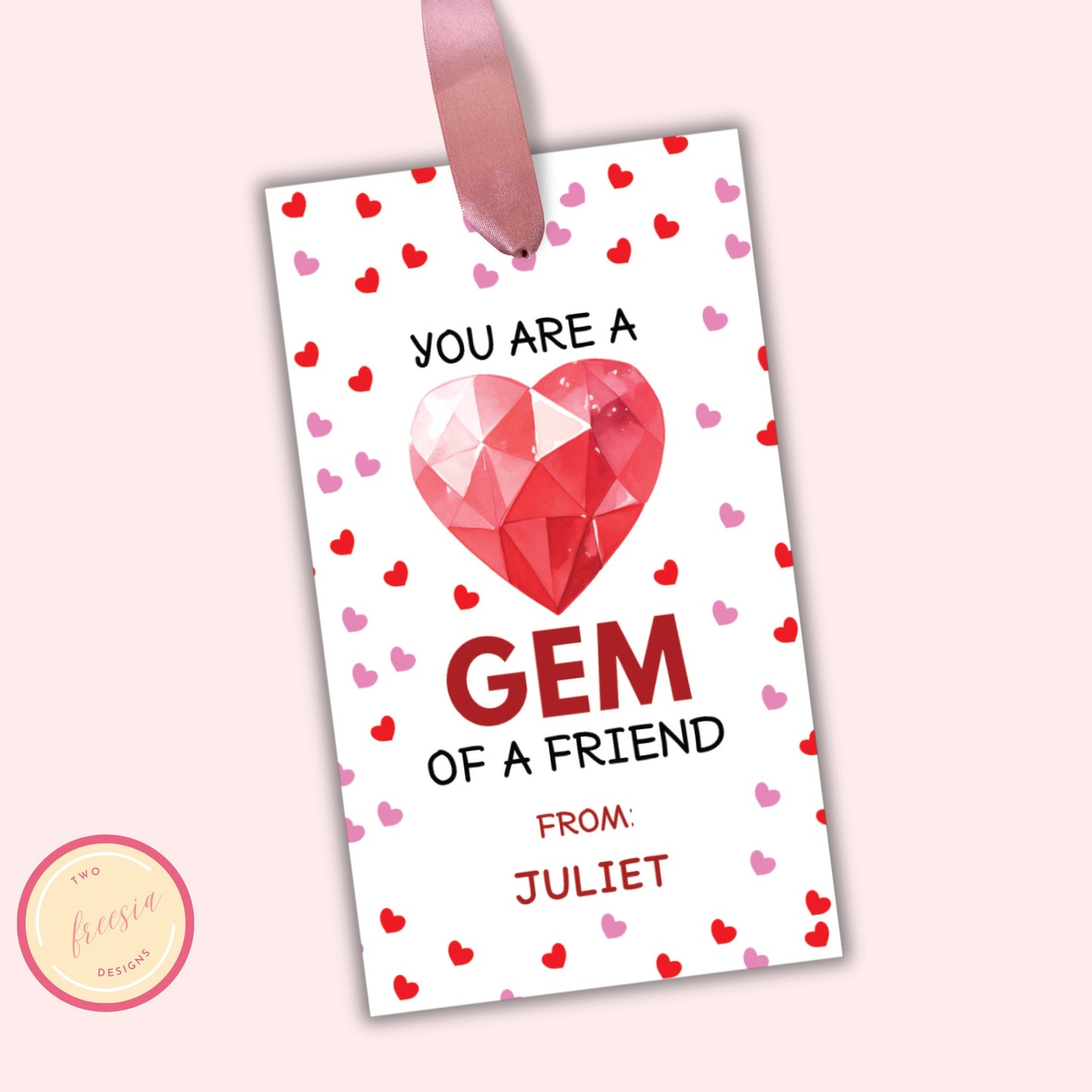 Editable Valentine Gift Tag Template - You are A Gem