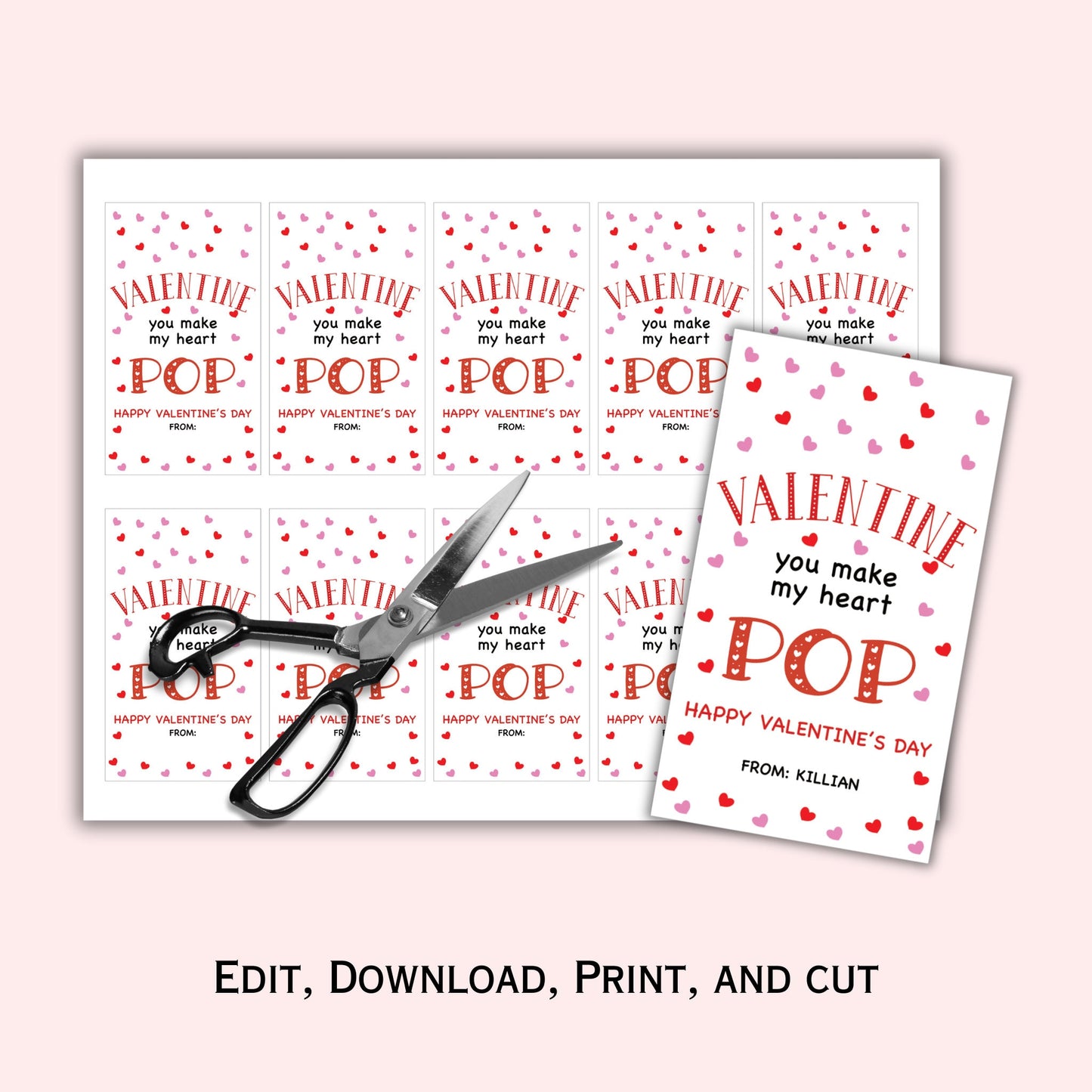 Editable Valentine Gift Tag Template - You Make My Heart Pop